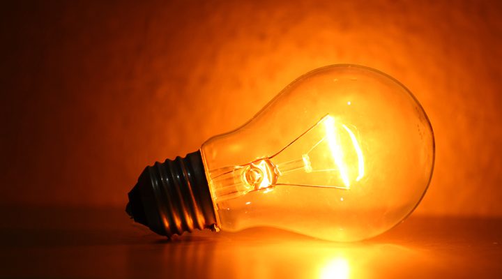 Close up of electric  tungsten bulb illuminating