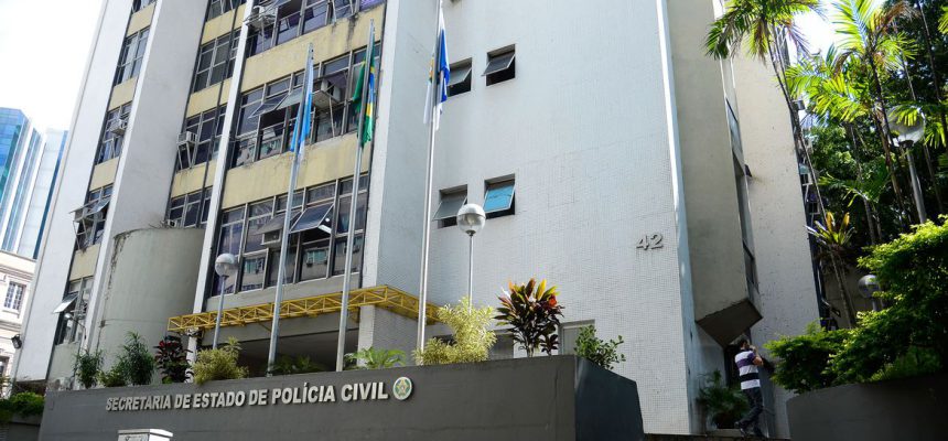 Fachada da Secretaria de Estado da Polícia Civil, no centro do Rio de Janeiro