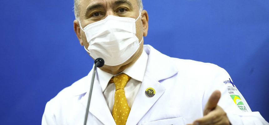 O ministro da Saúde, Marcelo Queiroga, durante anúncio de ações para o cuidado às pessoas com condições pós-covid-19.