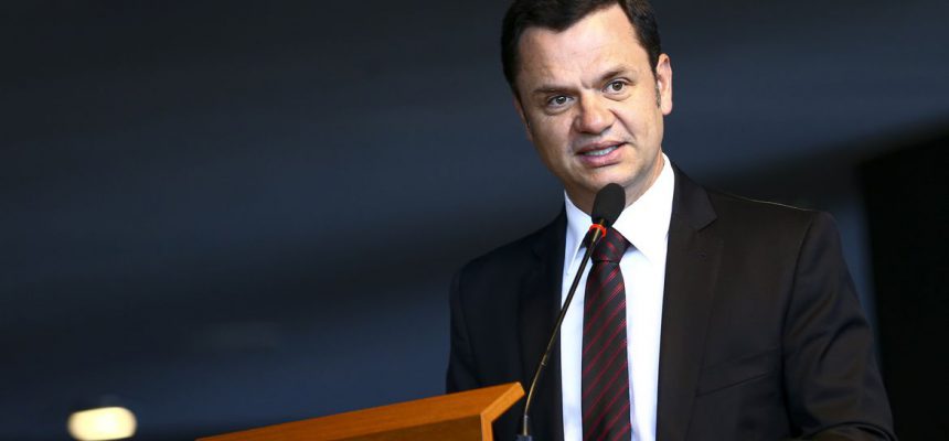 O ministro da Justiça, Anderson Torres, durante solenidade comemorativa dos 10 anos de atividades da Secretaria Nacional de Defesa do Consumidor (Senacon).