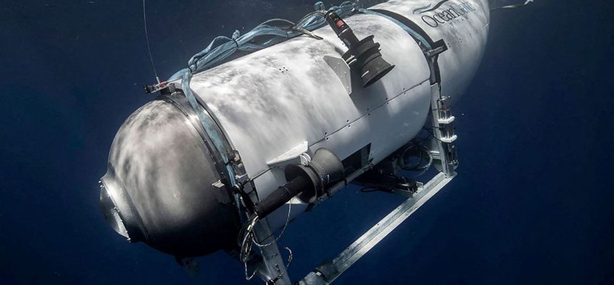 The Titan submersible, operated by OceanGate Expeditions to explore the wreckage of the sunken Titanic off the coast of Newfoundland, dives in an undated photograph. Foto: REUTERS/OceanGate